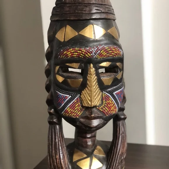 (2) Beautifully Adorned Vintage West African Fulani Peul Fulbe Tribe Sculptures